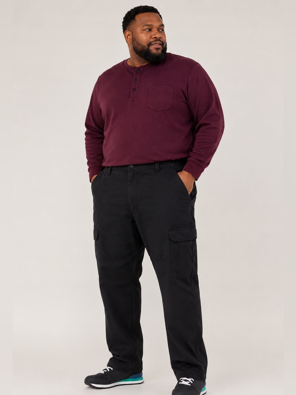 Wrangler Authentics Men's Classic Cargo Stretch Twill Pant Black Big &Tall 46/30